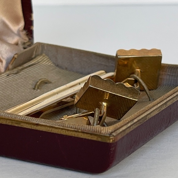 Vintage Swank Men Tie Bar Cufflinks Gold Tone - Picture 5 of 9